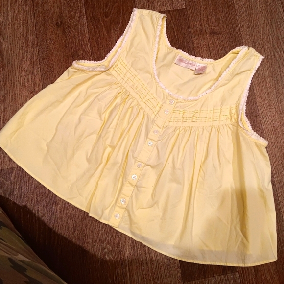 Y2k Sunny Yellow Sleeveless Women's Tank Top Sz L - Picture 1 of 5